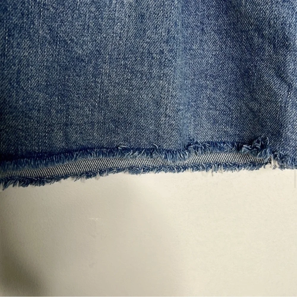 Free People we the free Rain Blue frayed hem pleated jean mini Skirt size small - Picture 5 of 9